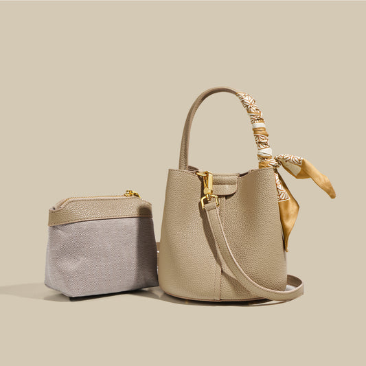Genuine Leather Advanced Texture Bucket Bag