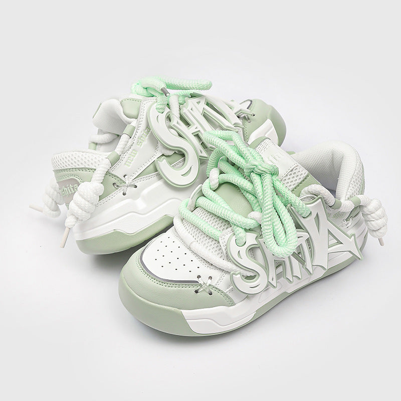 Denim Canvas Brotschuhe Plateau Sneakers