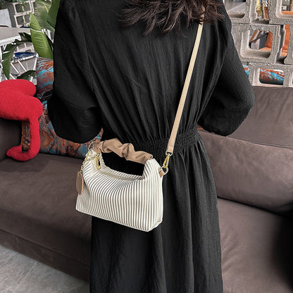Crossbody PU Leather Pleated Cloud Small Tote Bag