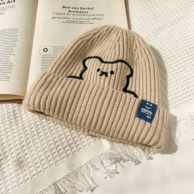 Women's Bear Pattern Knit Jacquard Beanie