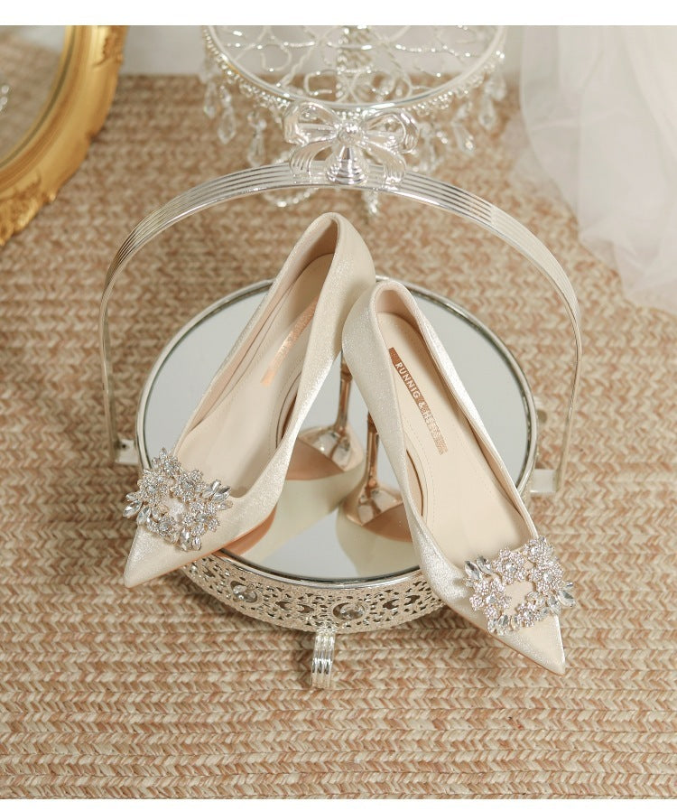 Two-way Wear Pointed-toe Stiletto Bride Shallow Mouth High Heels