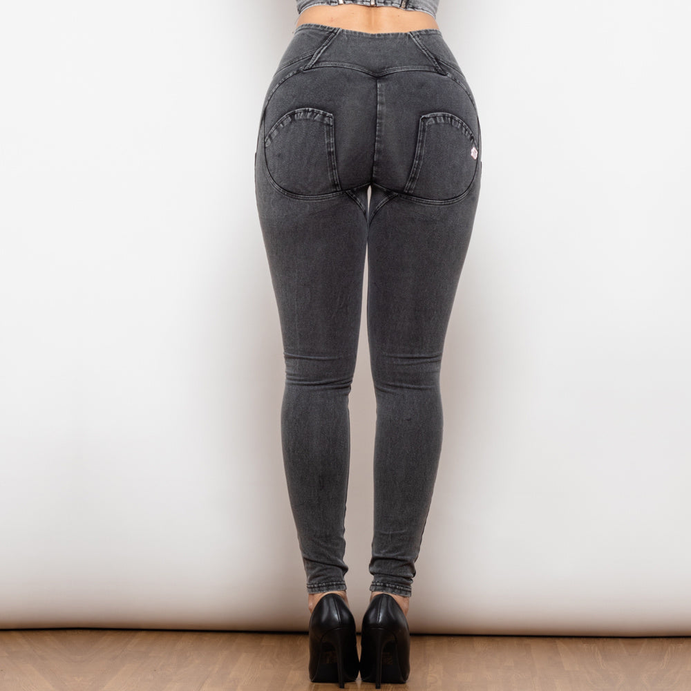 Shascullfites Melody Grey Lift Jeggings Button Up Women Jeans Butt Lift Jeans