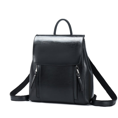 Genuine Fashion Oil Wax Cowhide Ladies Backpack