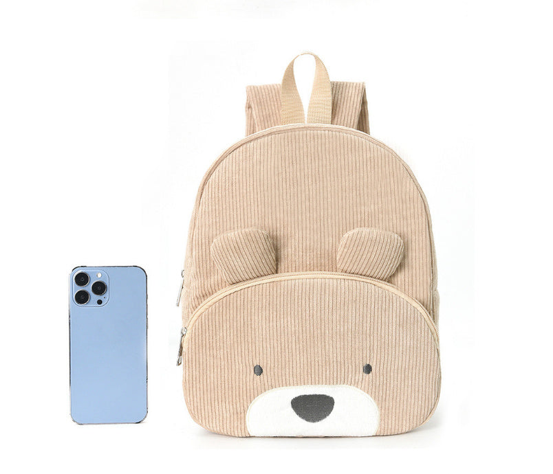 Rucksack aus Cord mit süßem Bärenstickerei