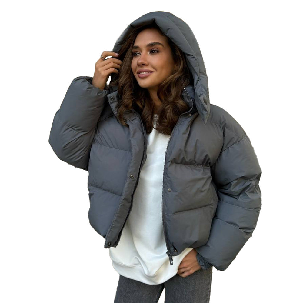 Cotton-padded Loose Coat Cap Puffer Jacket