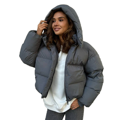 Cotton-padded Loose Coat Cap Puffer Jacket