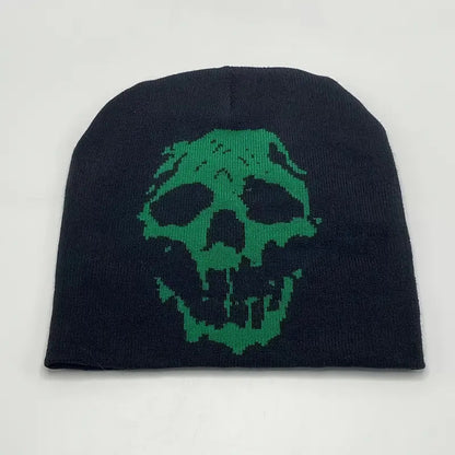 Gothic Skull Printed Jacquard Beanie Hat