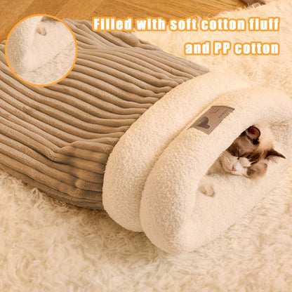 Pet Sleeping Bag Winter Warm Soft Plush Semi Enclosed