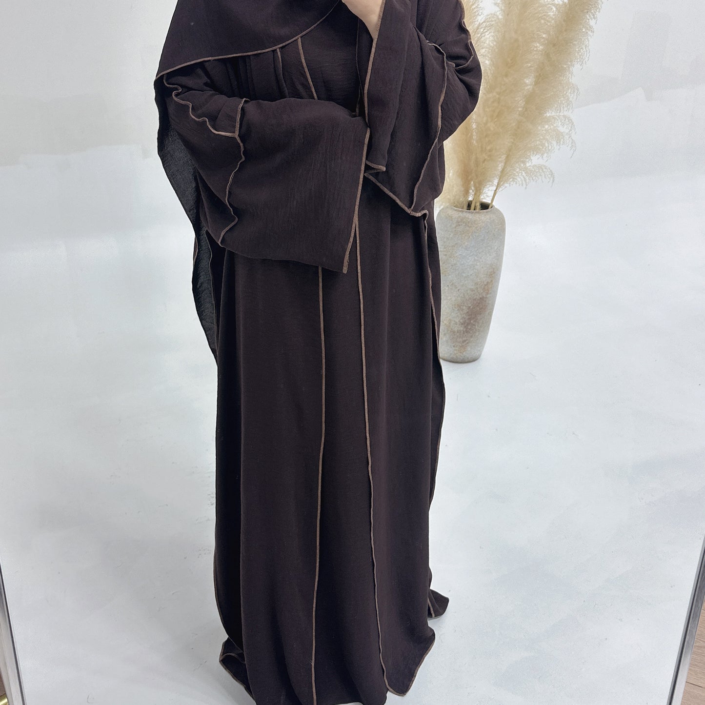 Solid Color Hook Cardigan abaya