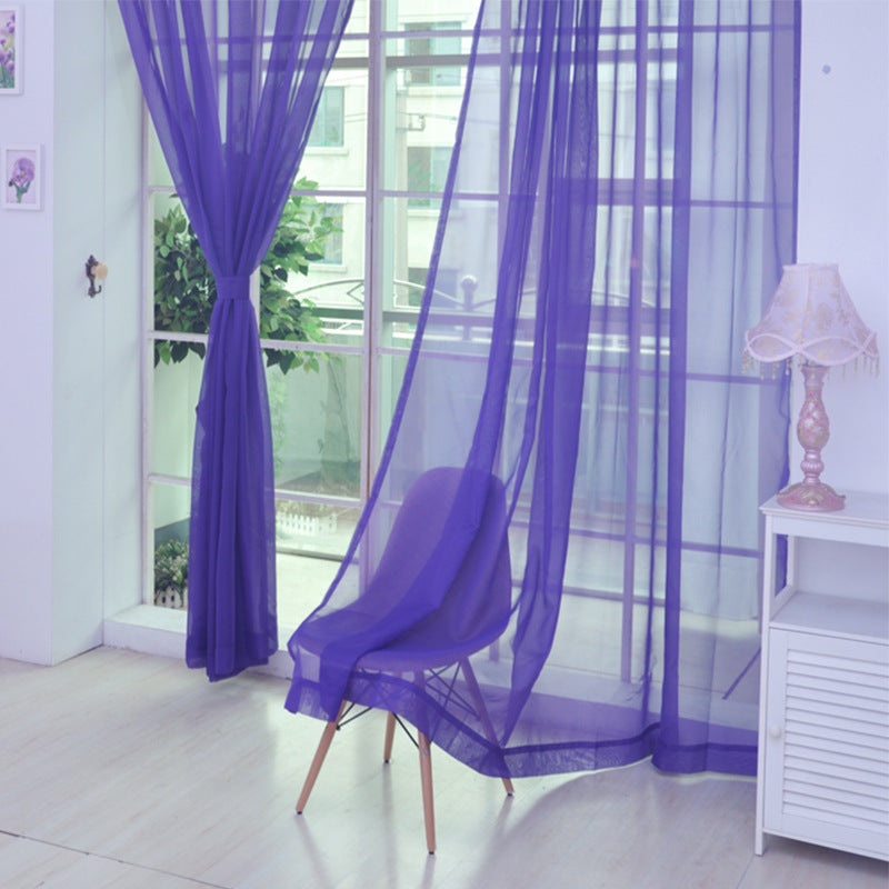 Solid Color Glass Mesh Curtains Transparent Color Ready-made Curtain Punch-free