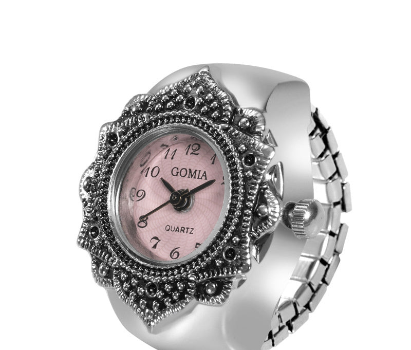 Rivet Peach Heart Retro Octagonal Ring Watch