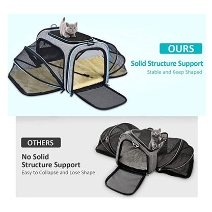 Carrier For Cat Pet Airline Approved Expandable Foldable Travel Bag