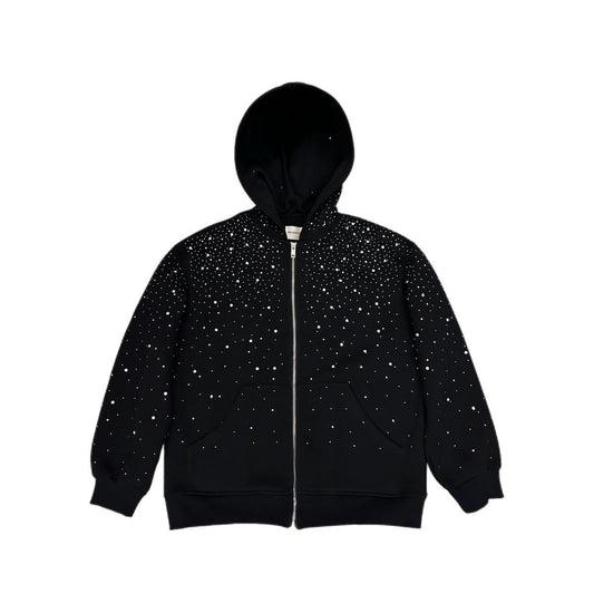 Galaxy Rhinestone Zipper Hoodie
