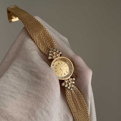 Woven Strap Retro Court Style Gold, Round watch