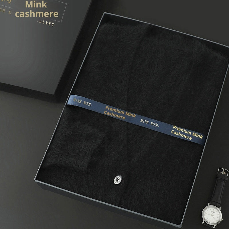 Mink Wool Men V-neck Thickened Sweater Loose Cardigan