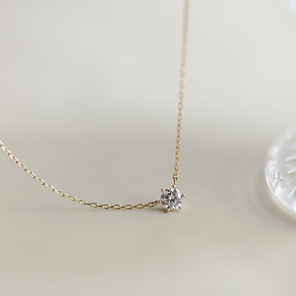 Silver Plated 14K Gold Versatile Single Diamond Clavicle Necklace
