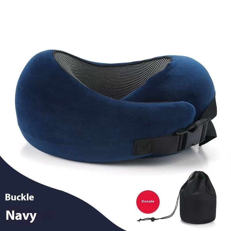 Soft Memory Foam Travel Neck Pillow U Shape Adjustable Support Comfortably Sleeping