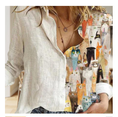 Women's Half Sided Fashion Print Shirt