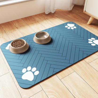 Pet Cat And Dog Eating Diatom Ooze Floor Mat