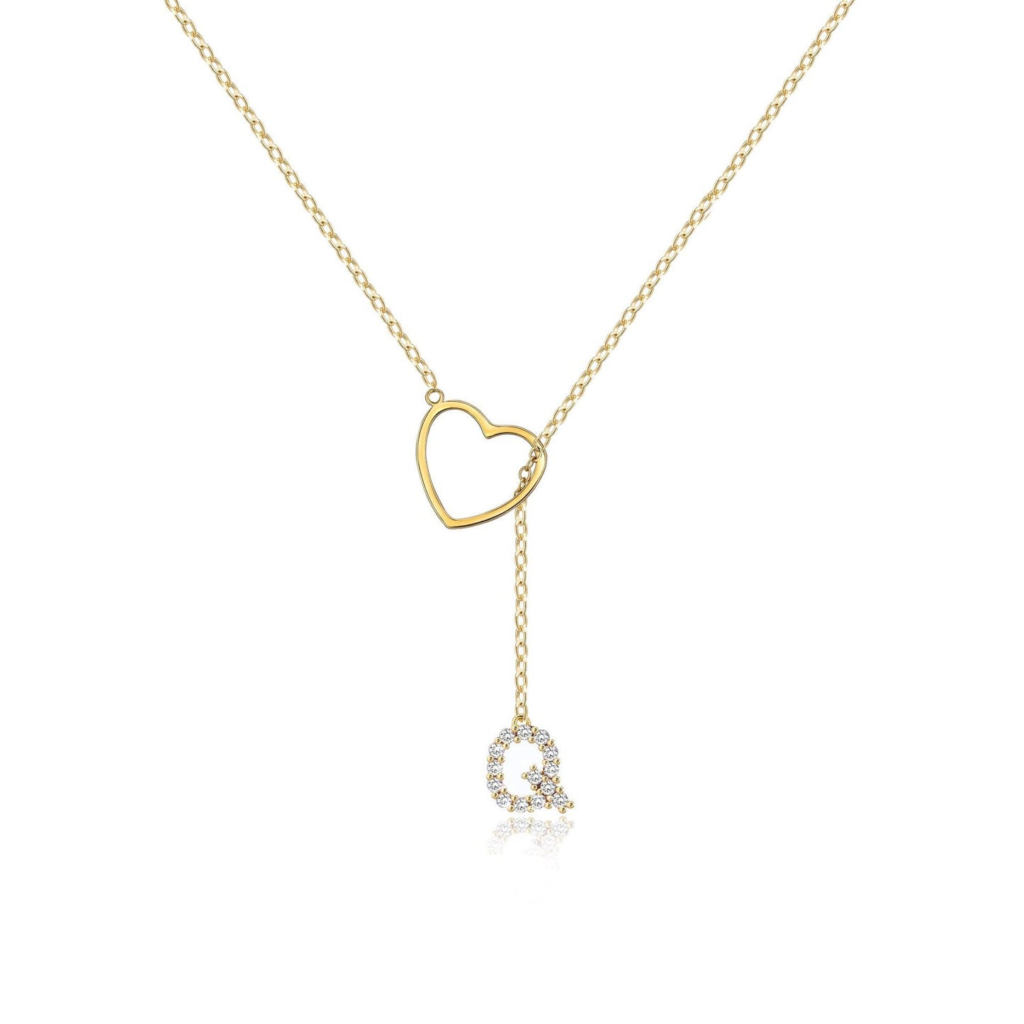 Brass Gold Plating Full Inlaid Zircon Name letter Neclace