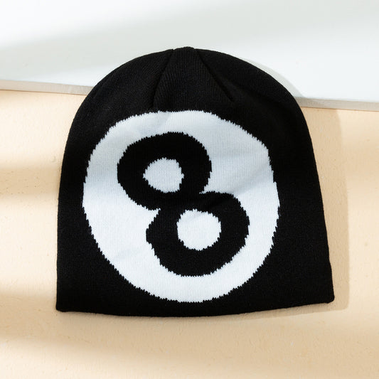 Warm All-matching Simple Number 8 Slipover Woolen Cap