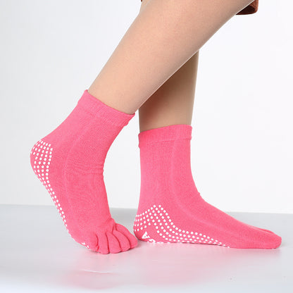 Women's Pure Cotton Dispensing Non-slip Yoga Five Finger Socks