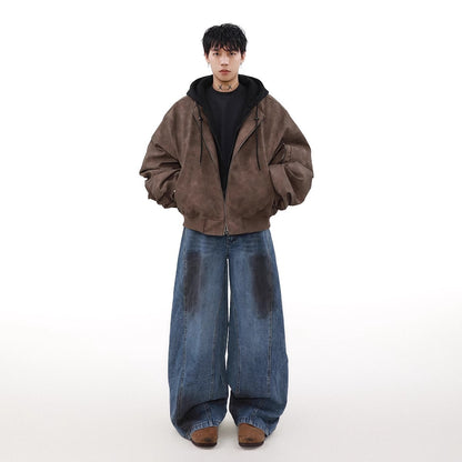 Loose Casual Hooded Coat Idle Style False Two piece Jacket