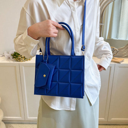 Plaid Shoulder With Small Wallet Simple Elegant Portable Square Handbag