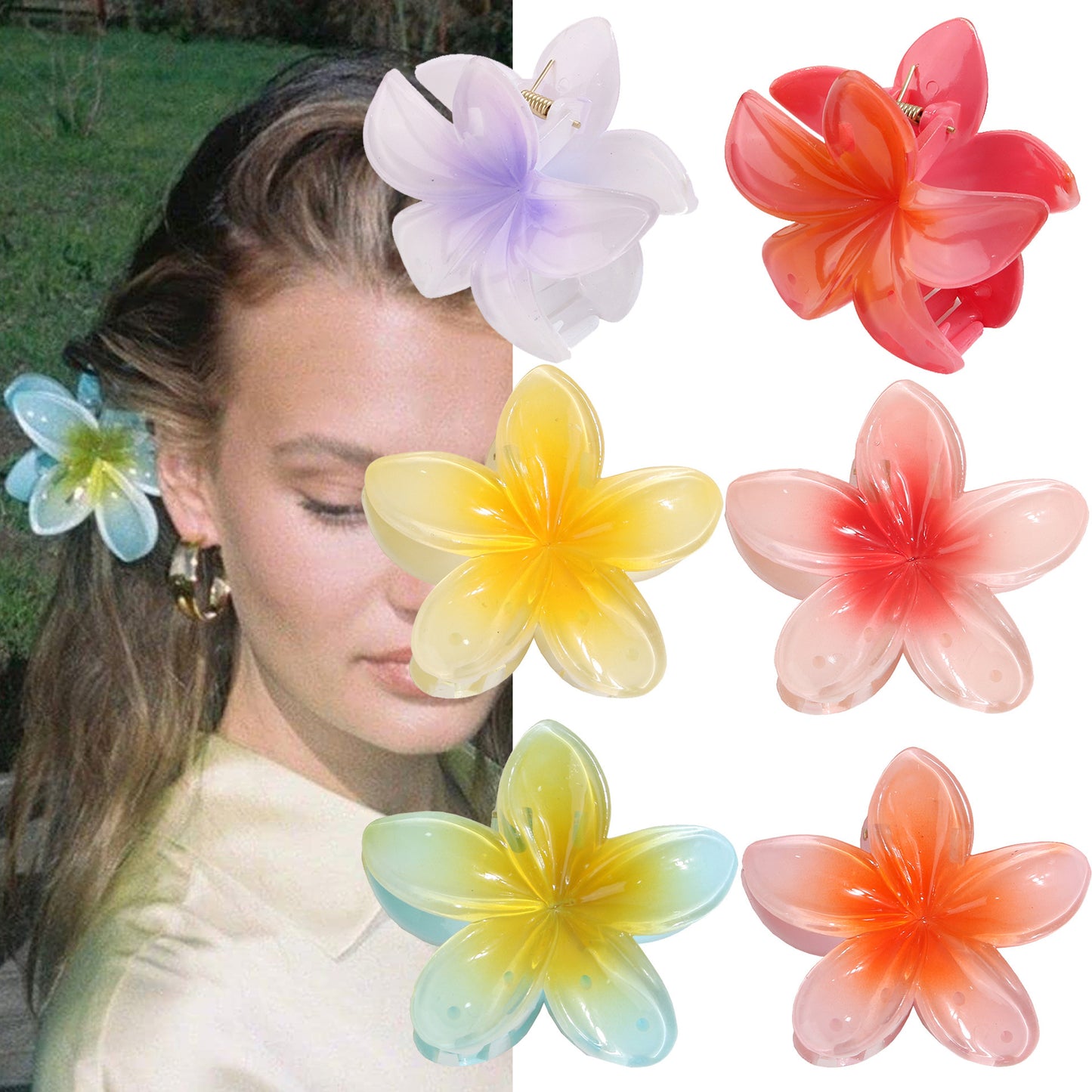 Muweordy Plumeria Flower Hair Clip
