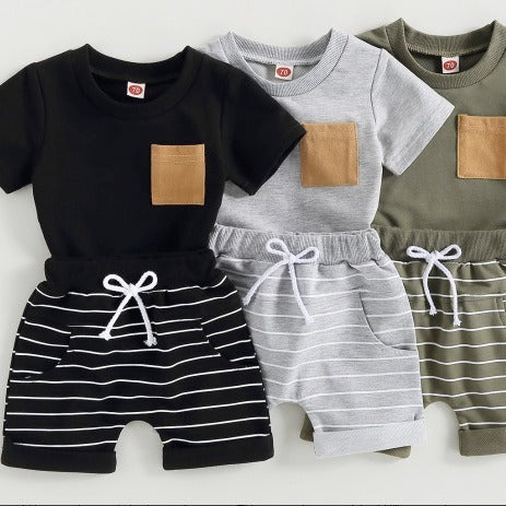 男の子用Tシャツ ストライプ ショートパンツ スーツ