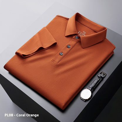 Men's Solid Color Polo Collar Business Casual Short-sleeved T-shirt