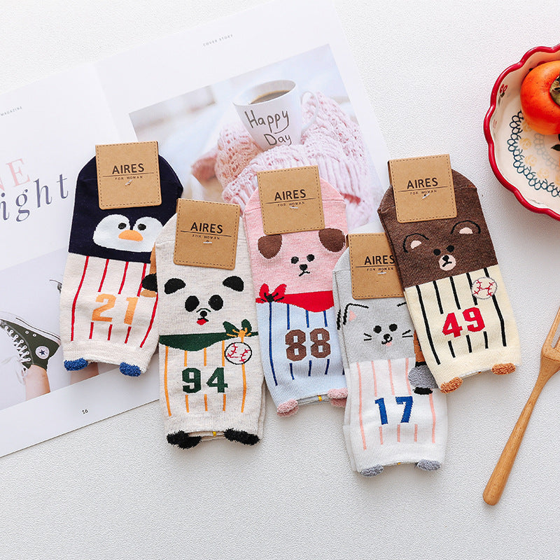Women's three-dimensional Cartoon Animal 5 Pair Cotton Socks
