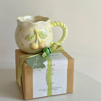 Irregular Cute Cherry Art Gift Ceramic Mug