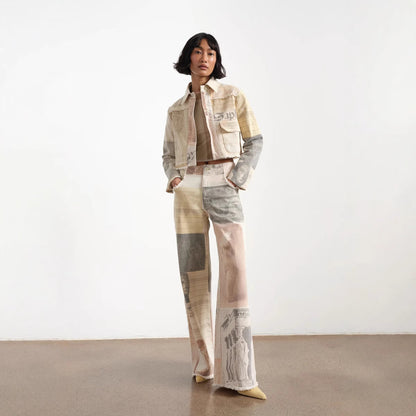 VINTAGE PRINTED WIDE LEGS PANT