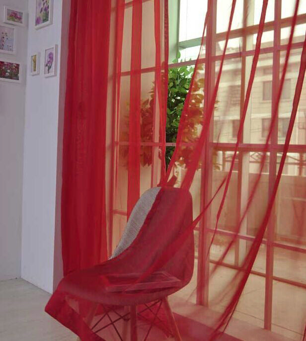 Solid Color Glass Mesh Curtains Transparent Color Ready-made Curtain Punch-free