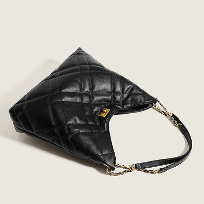 Rhombus Women's Large Capacity Genuine Leather Chain Shoulder Tote Bag