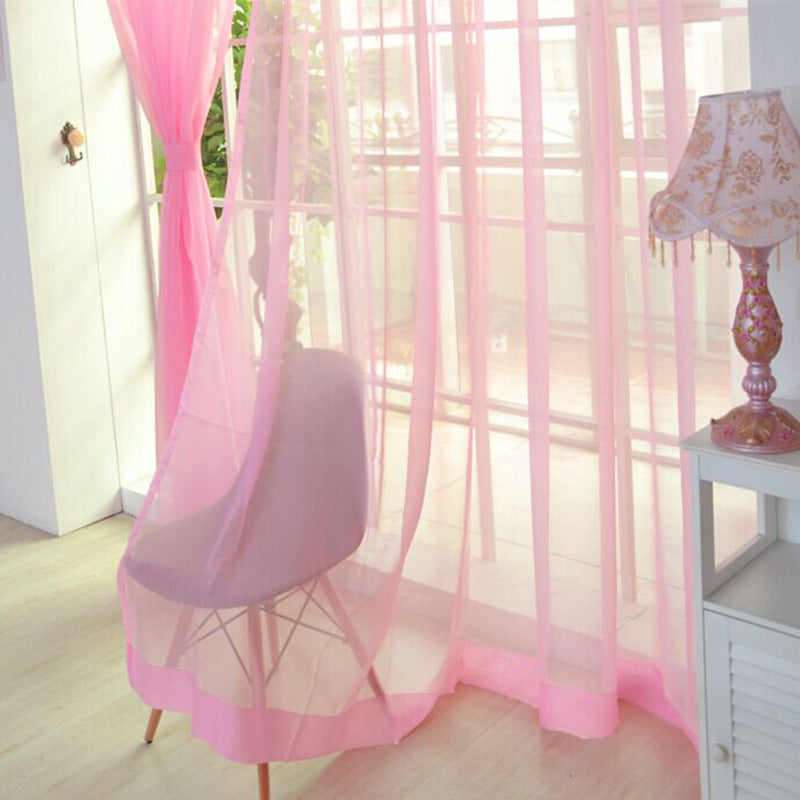 Solid Color Glass Mesh Curtains Transparent Color Ready-made Curtain Punch-free