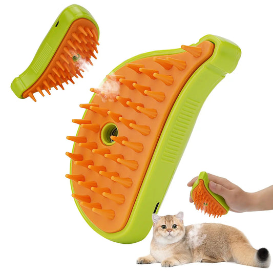 3 In 1 Pet Steam Brush Cat Dog Cleaning Steamy Spray Massager