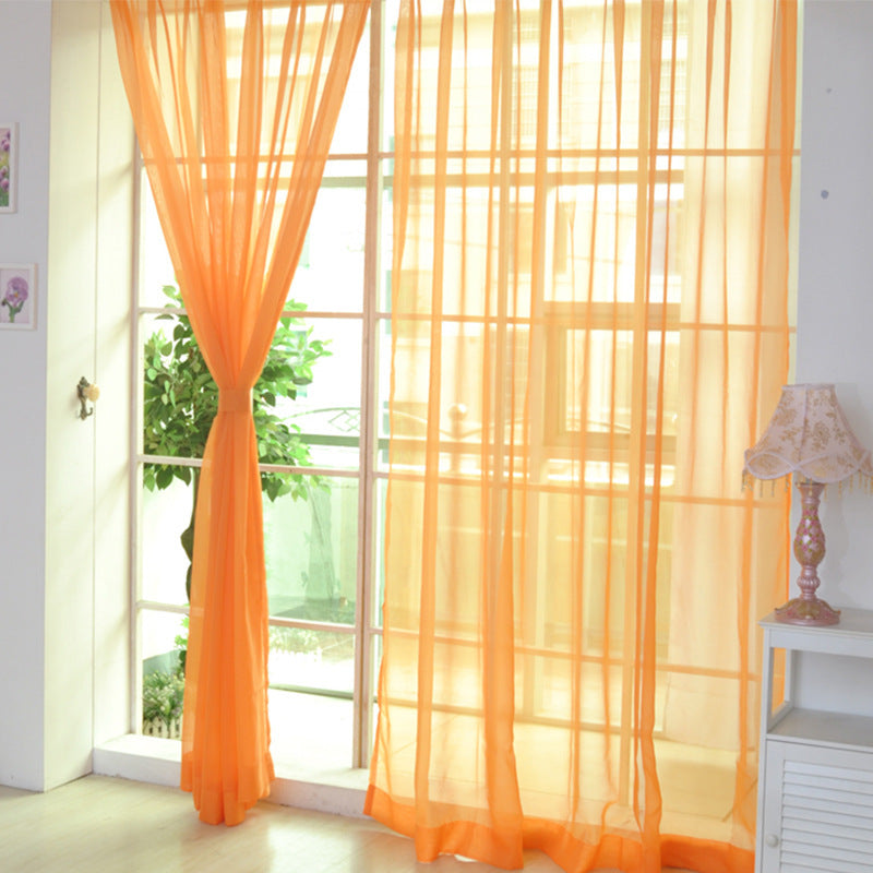 Solid Color Glass Mesh Curtains Transparent Color Ready-made Curtain Punch-free