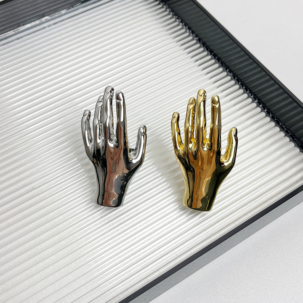 Three-dimensional Palm Light Luxury Metal Texture Ring