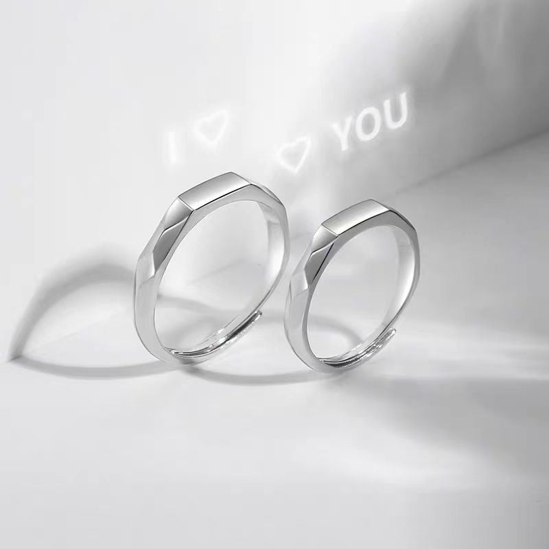 S925 Pure Silver Love Projecting Rings Pair