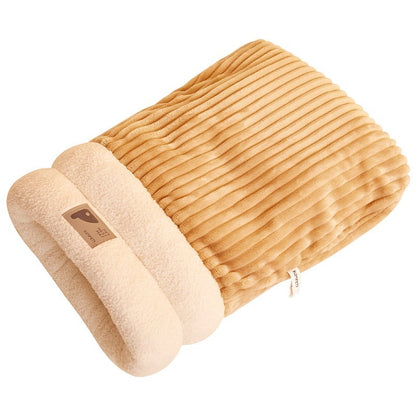Pet Sleeping Bag Winter Warm Soft Plush Semi Enclosed