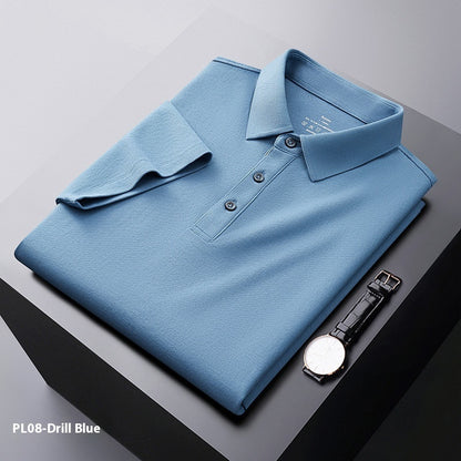 Men's Solid Color Polo Collar Business Casual Short-sleeved T-shirt