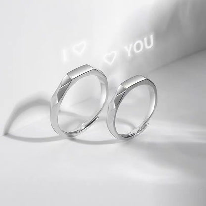 S925 Pure Silver Love Projecting Rings Pair