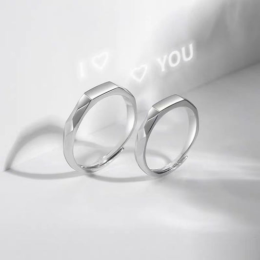 S925 Pure Silver Love Projecting Rings Pair