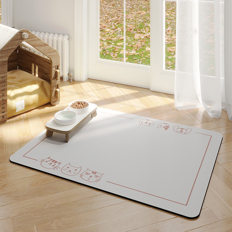 Minimalist Pet Feeding Mat Repeated Washing Water-absorbing Non-slip Mat