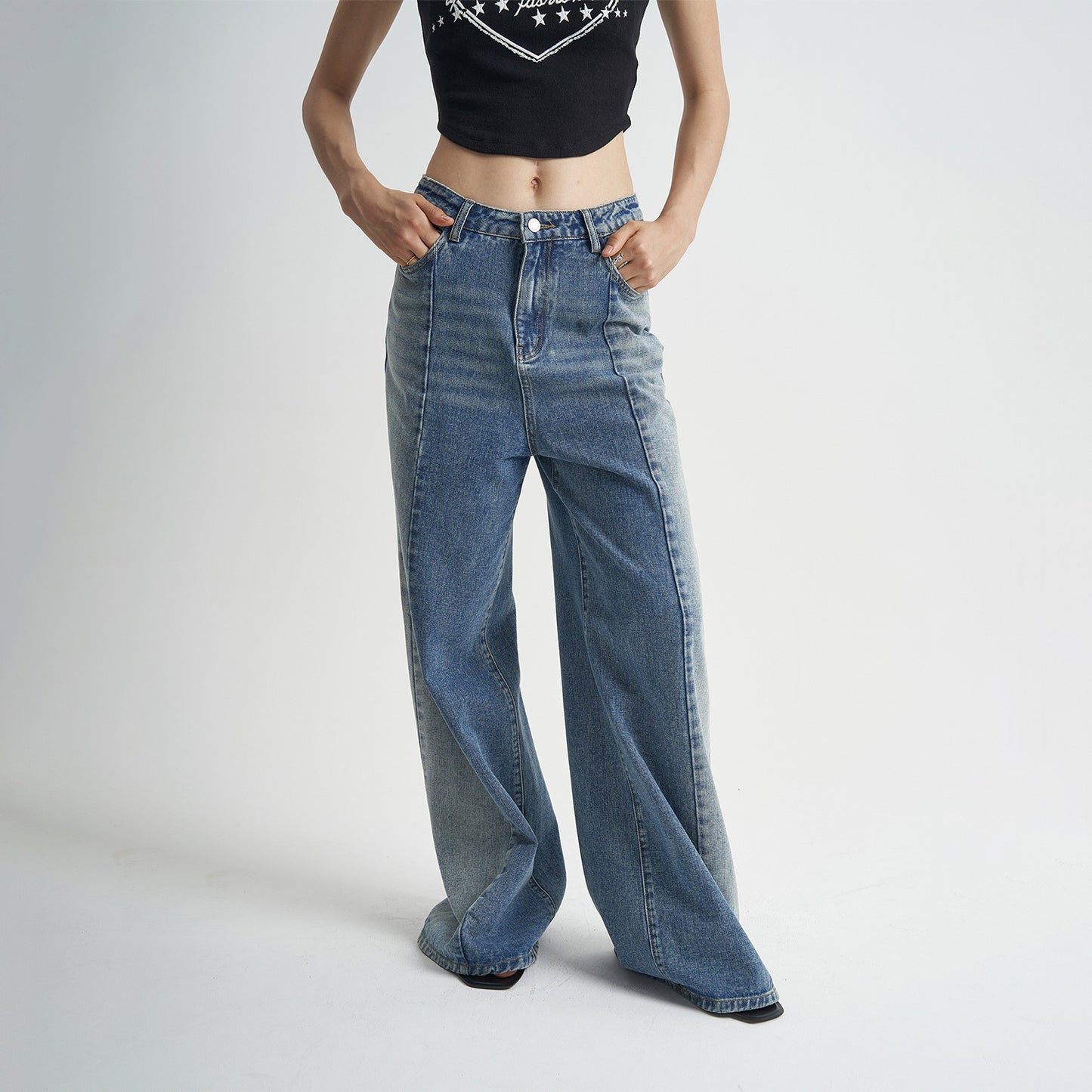 Washed Blue Loose Jeans