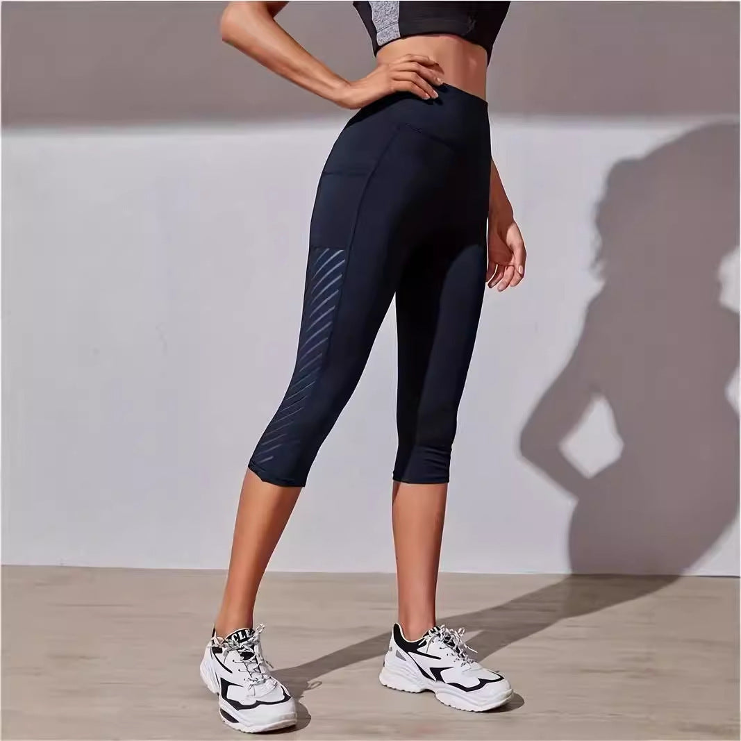 Color Contrast Patchwork Running Trousers Belly Contracting