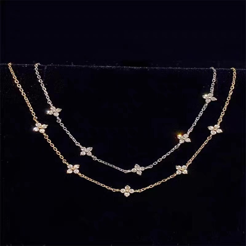 S925 Sterling Silver Plated 18K Gold Clavicle Chain