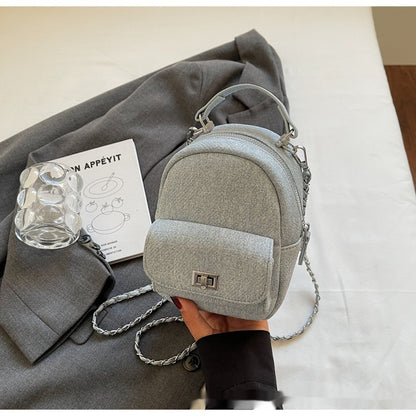 Korean Style Solid Color High-end British Casual Backpack